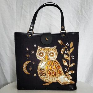 Vintage 1960s Enid Collins Style Gem Bag Purse with Owl